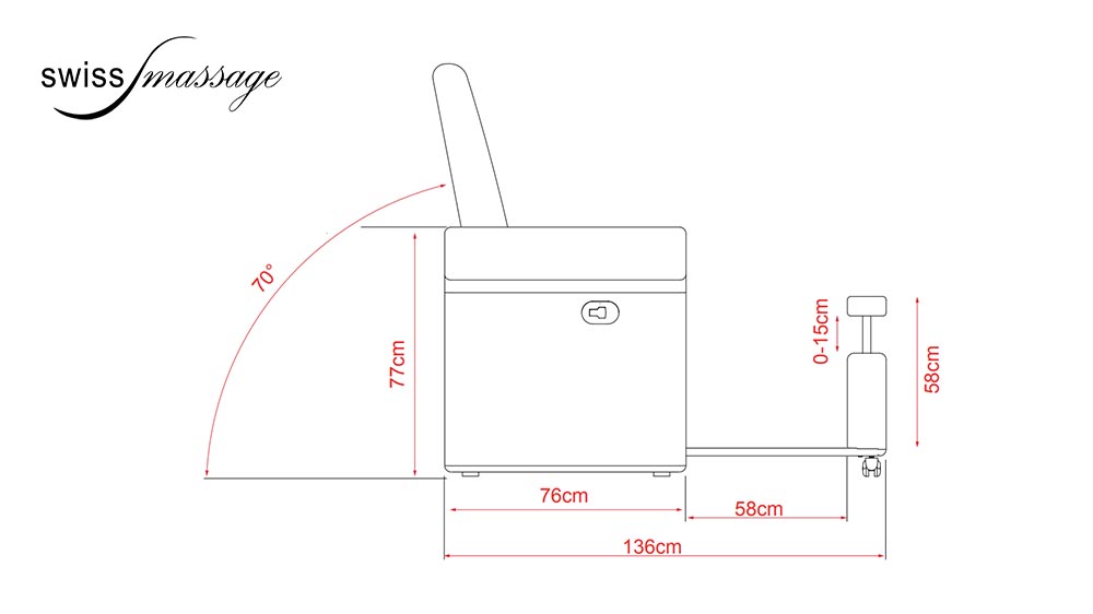 Pedicure and Foot Beauty Chair Model Pacha Anthracite Dimensions