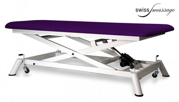 Bobath electric monoplane table in low purple colour profile view
