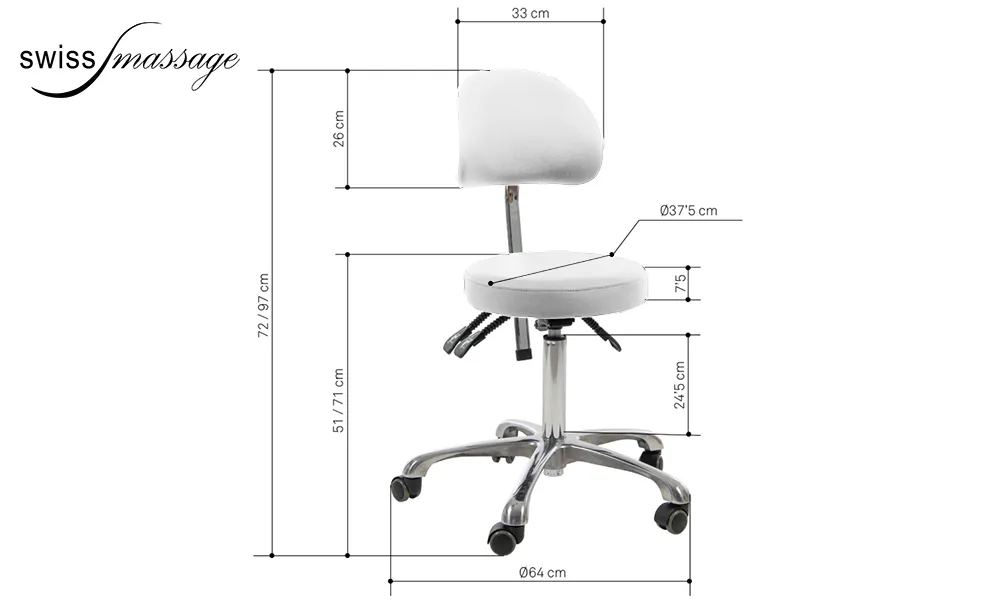 Dimensions Round medical stool to hospital standards iso white