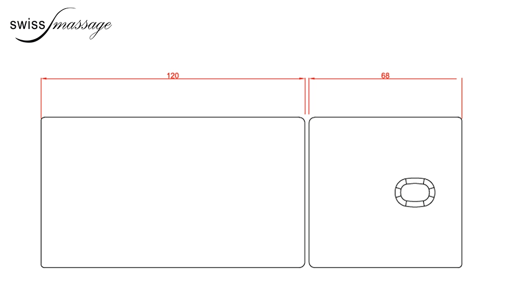 Table de massage modèle Luna couleur anthracite dimensions dessus