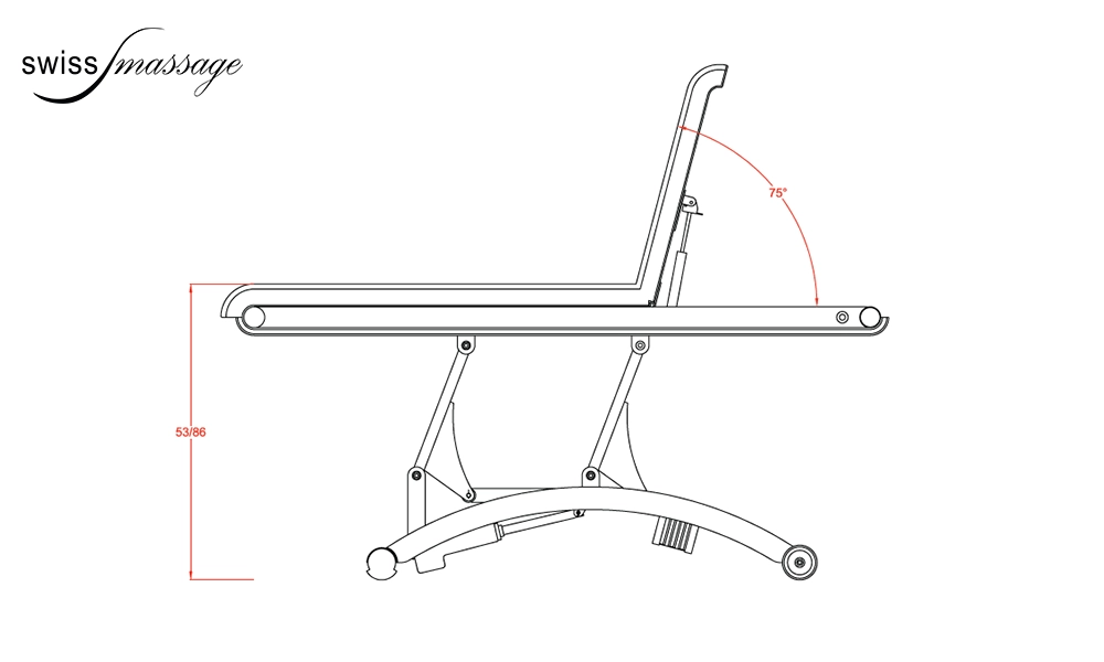 Table de massage modèle Luna couleur anthracite dimensions latérales
