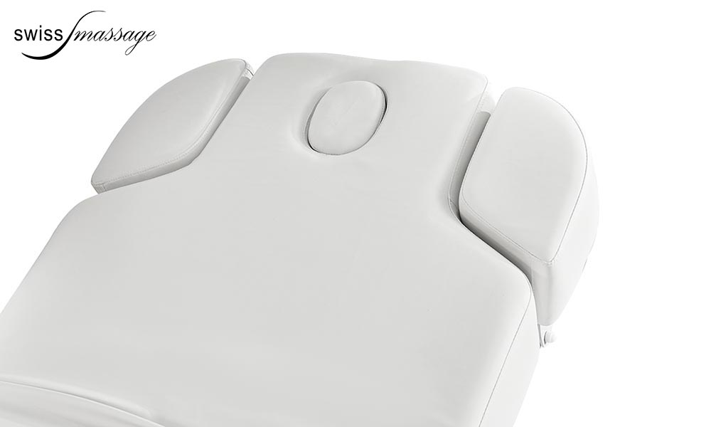 Table de massage Thaï modèle Ariane en bois blanc position dossier relevé