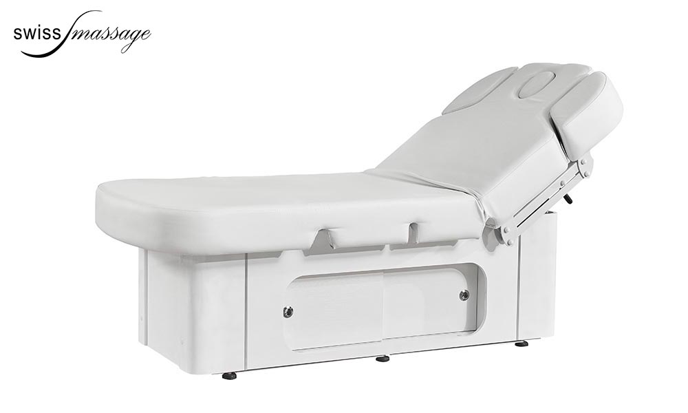 Table de massage Thaï modèle Ariane en bois blanc position confort