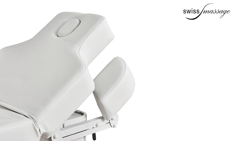 Table de massage Thaï modèle Ariane en bois blanc repose bras