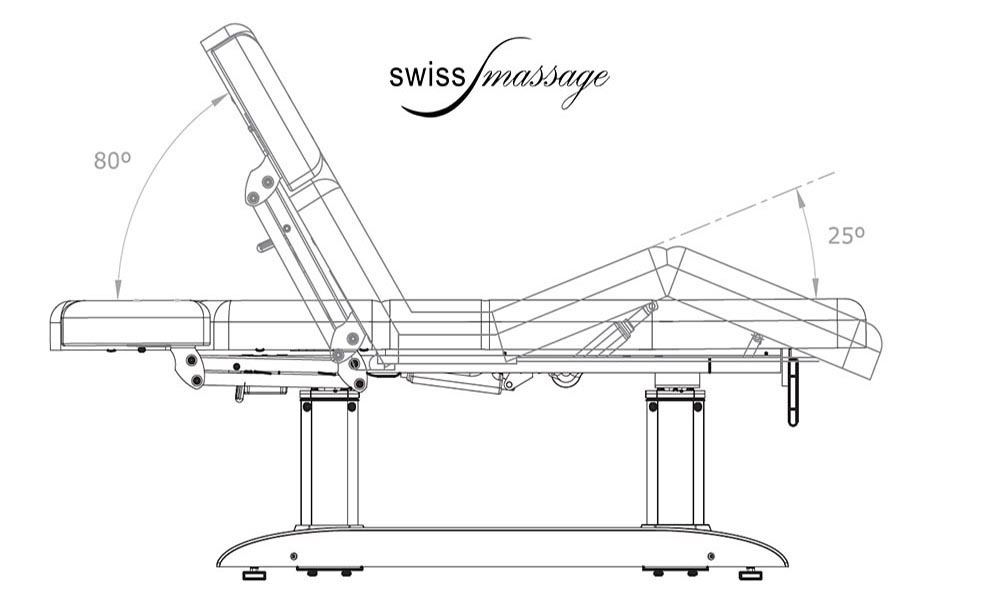 Maße Bewegungen Schweiz Shiatsu Liege Modell Blondie, Thai Massageliege.