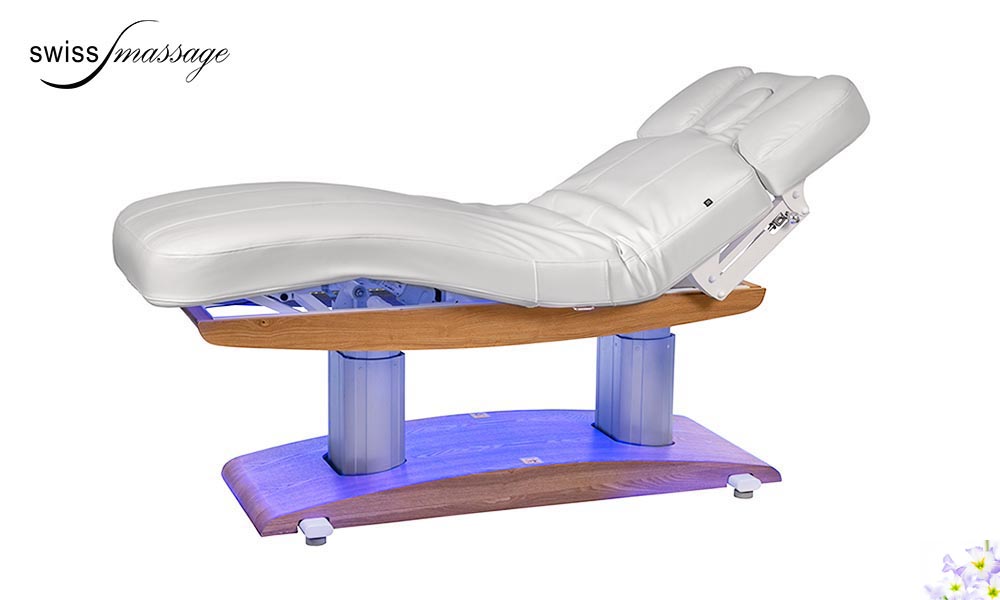 Table de massage modèle Excellence chêne clair chromo leds bleus