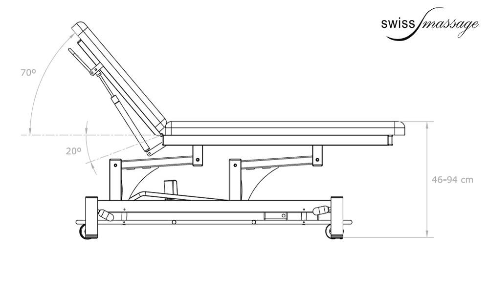Medical examination table in Switzerland model Healthy side dimensions