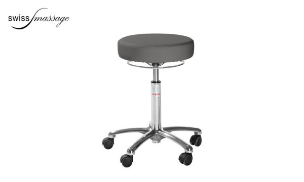 Tabouret médical anthracite à roulettes avec une assise ronde
