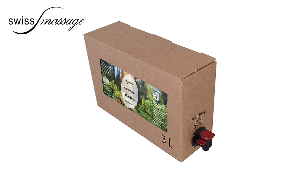 Bag in box qui contient de l'huile de massage