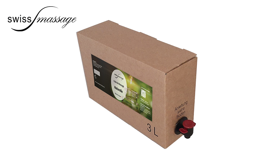 Bag in box qui contient de l'huile de massage