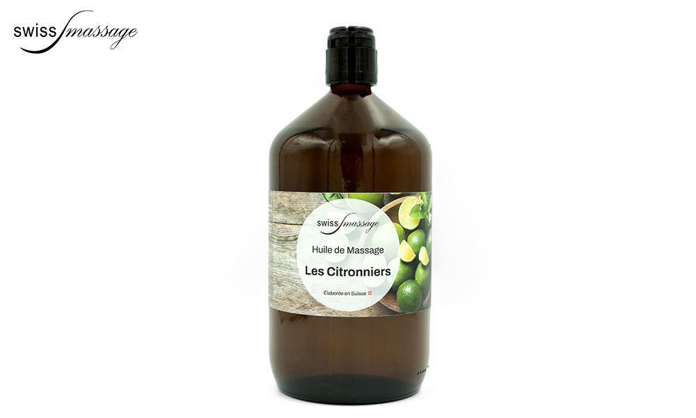 Bouteille qui contient de l'huile de massage