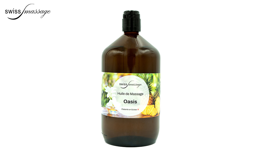 Bouteille qui contient de l'huile de massage